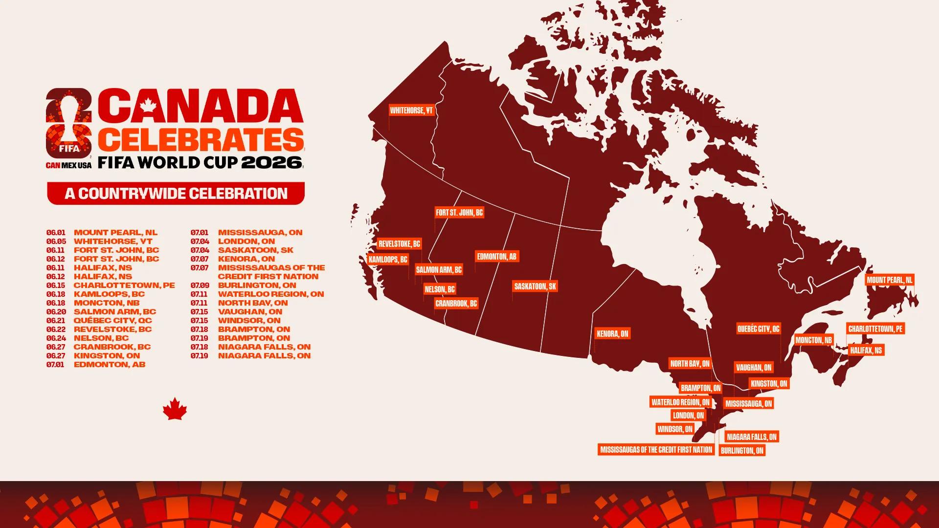 •	With 38 stops across 34 communities Canada Celebrates will travel from coast-to-coast-to-coast